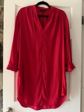Banana Republic Bright Red V-Neck Tunic with pockets